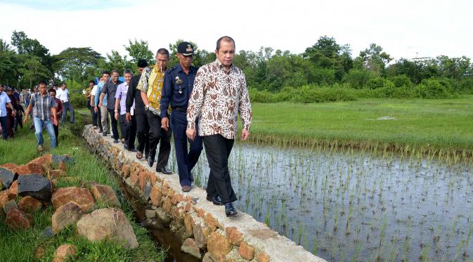 Mendes Marwan Jafar memeriksa sarana irigasi di sebuah desa di Sulawesi Selatan (Ist)