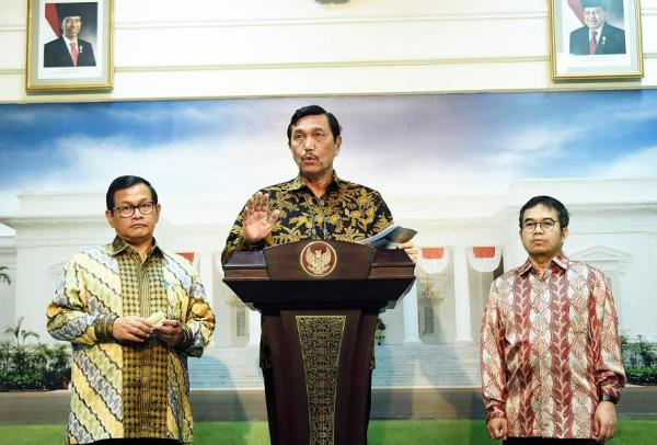 Menko Kemaritiman Luhut Binsar Pandjaitan usai Rapat Terbatas Pemantapan Pancasila, di Kantor Presiden, Jakarta, Senin (19/12) petang.(Ist)